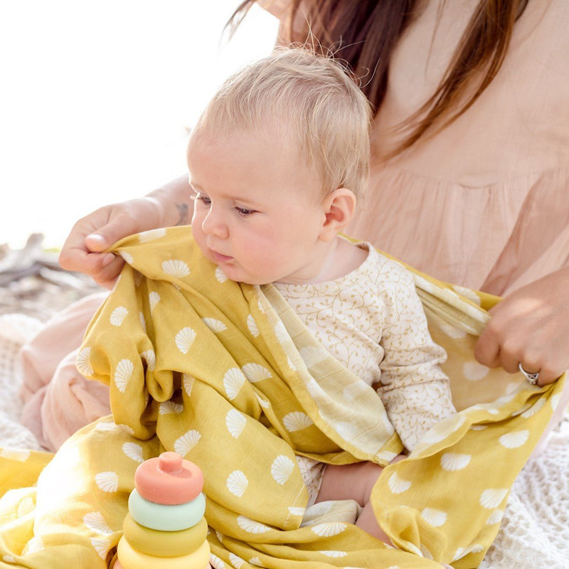 Pear Muslin Security Blanket | Eco-Friendly | Ethically Made | Palm Print | O.B. Designs
