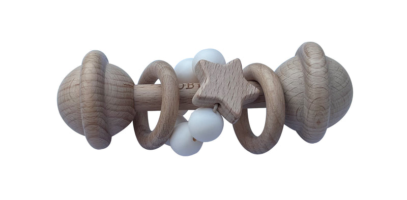 PRE-ORDER ETA APRIL. White | Wooden Rattle Toy