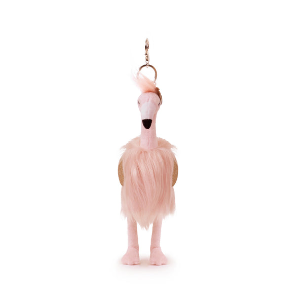 PRE-ORDER. AUGUST ARRIVAL. Gloria Flamingo Bag Charm (Vegan Angora) 7"/ 18 cm