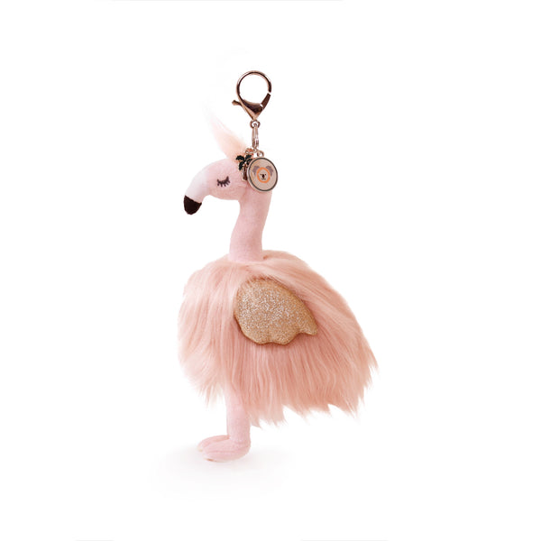 PRE-ORDER. AUGUST ARRIVAL. Gloria Flamingo Bag Charm (Vegan Angora) 7"/ 18 cm