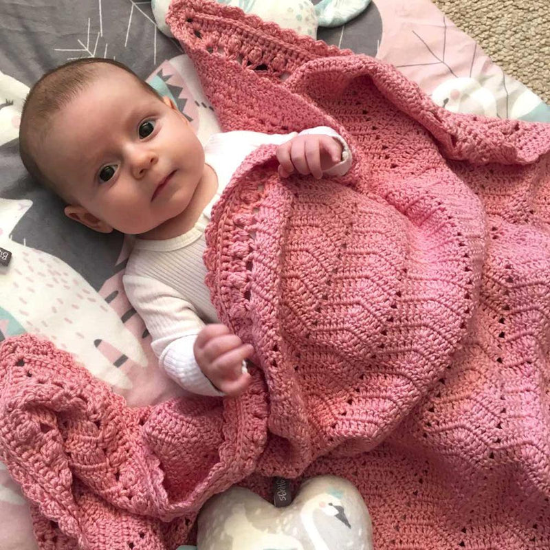 Blush Pink Crochet Baby Blanket