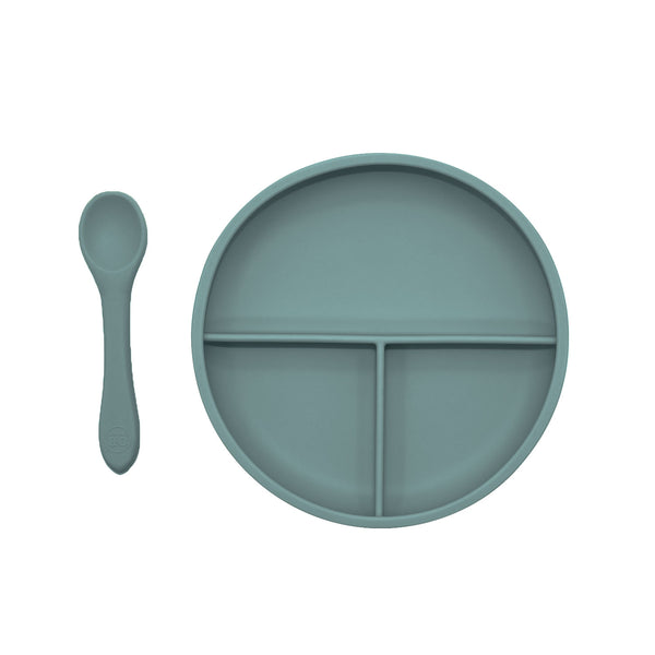 Suction Divider Plate & Spoon Set | Ocean