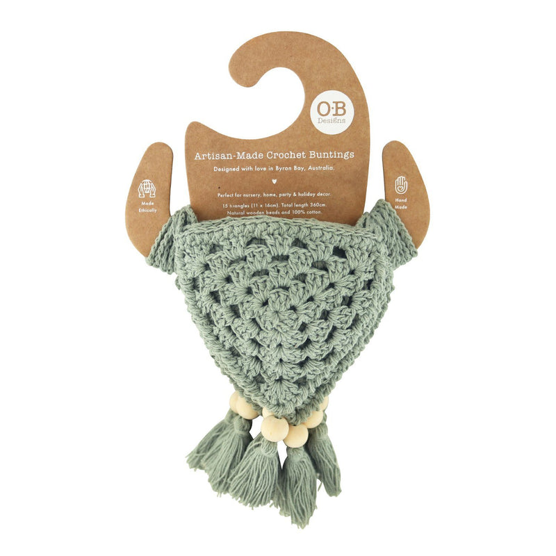 Sage Crochet Bunting Flag | Mid-October Delivery Decor Range O.B. Designs 