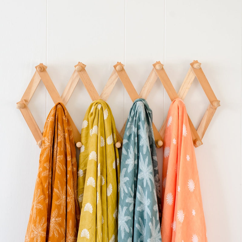 Bamboo + Cotton Muslin Swaddle Wrap | Ginger - Shell Print