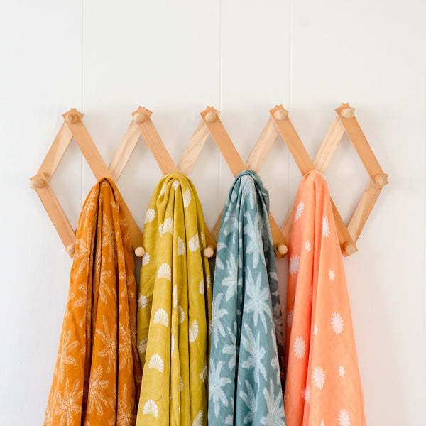 Bamboo + Cotton Muslin Swaddle Wrap | Pear - Shell Print