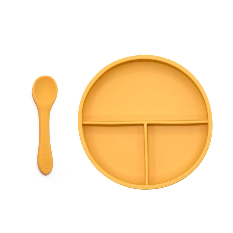 Suction Divider Plate & Spoon Set | Mango