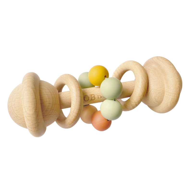 Eco-Friendly Rattle | Ethically Made | Multi-Colour |Organic Beechwood | O.B. Designs