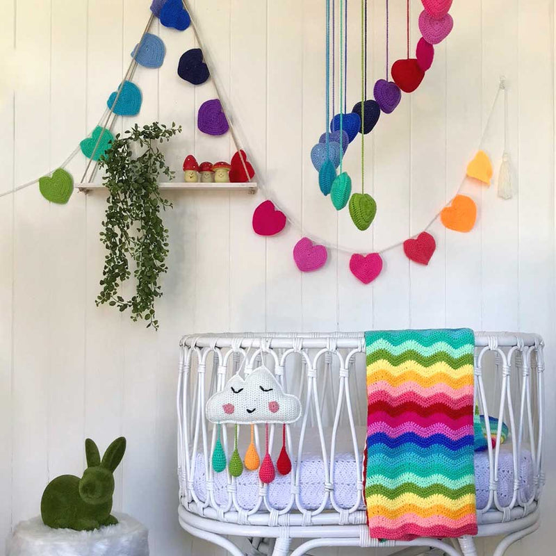 Heart Crochet Bunting / Rainbow - O.B.Designs USA