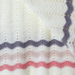 Hand Crochet Pink Stripe Blanket - O.B.Designs USA
