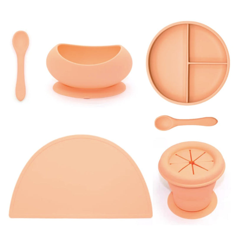 Peach Silicone Tableware Set
